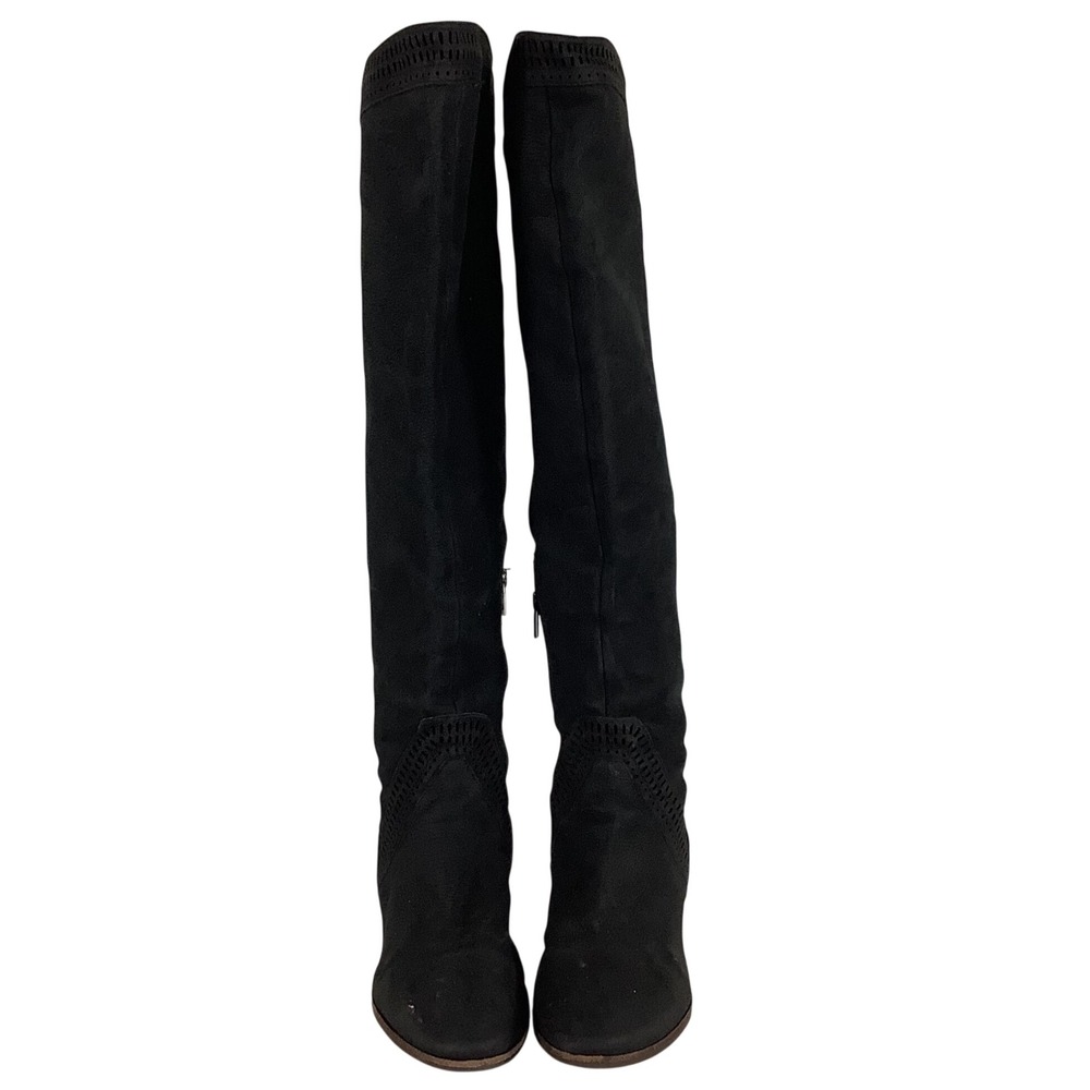 Vince Camuto Karinda Black Suede Over The Knee Perforated Boots Womens 10M 40